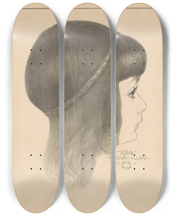 Triptych art skateboard deck of Chris Lebeau Portret Van Viola by Chris Lebeau (1878-1945)