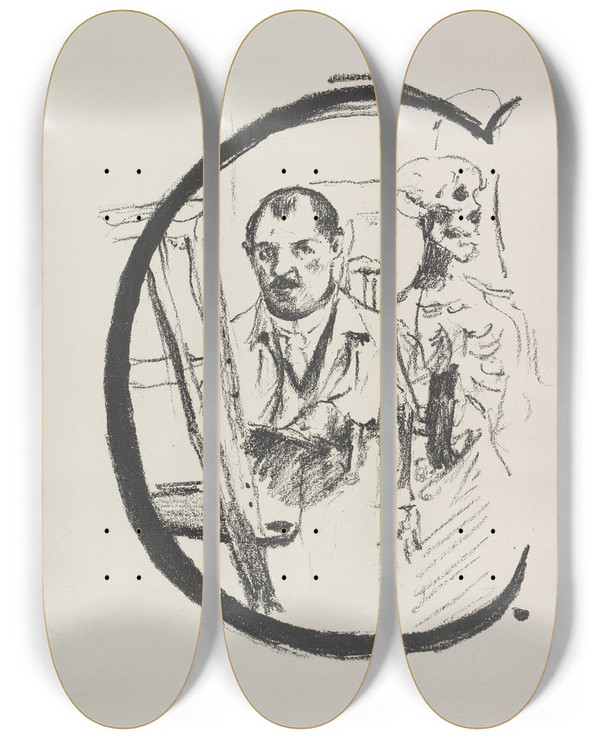 Triptych art skateboard deck of Lovis Corinth Das Abc by Lovis Corinth (1858-1925)
