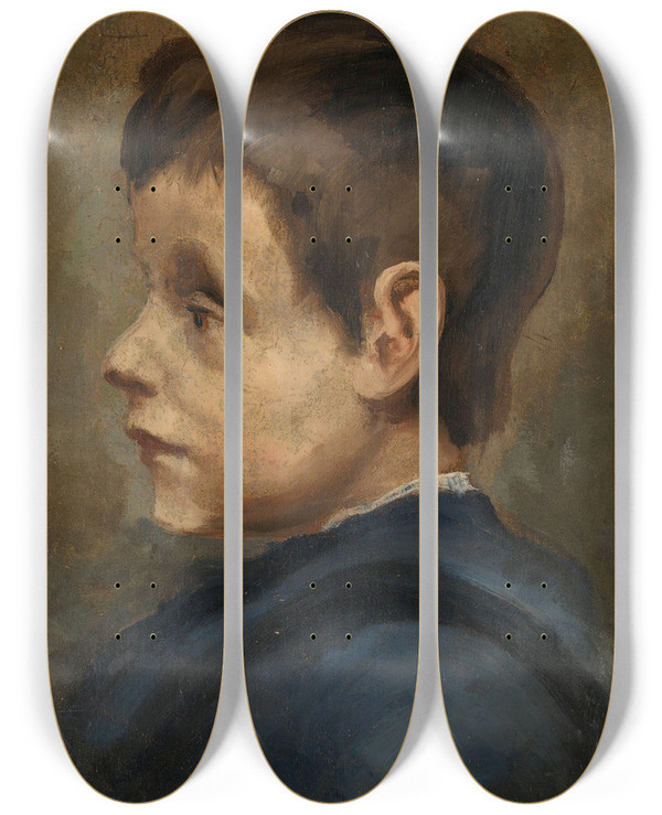 Triptych art skateboard deck of Halfdan Egedius Portrait Of Carl The Artists Brother by Halfdan Egedius (1877-1899)
