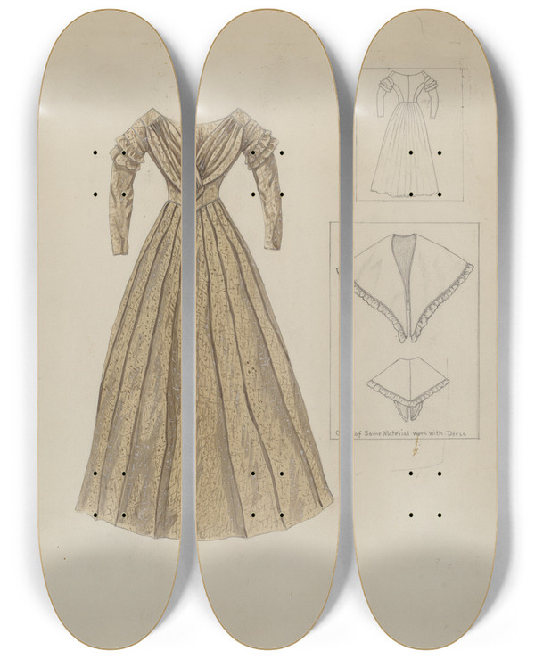 Triptych art skateboard deck of Mary E Humes Dress_9 by Mary E Humes (20-)