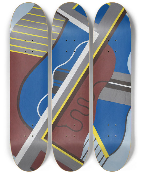 Triptych art skateboard deck of Georges Valmier Sans Titre Tude Pour Un Motifs Dcoratif by Georges Valmier (1885-1937)