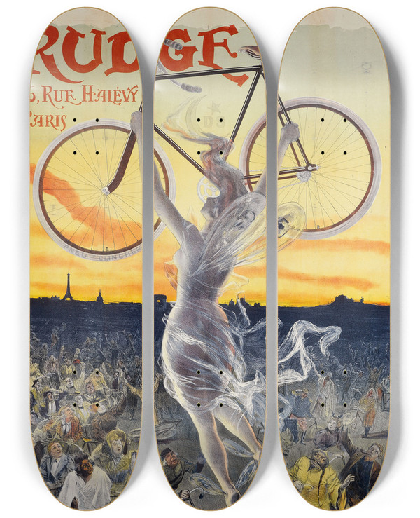 Triptych art skateboard deck of Jean De Paleologue Rudge by Jean de Paleologue (1855-1942)