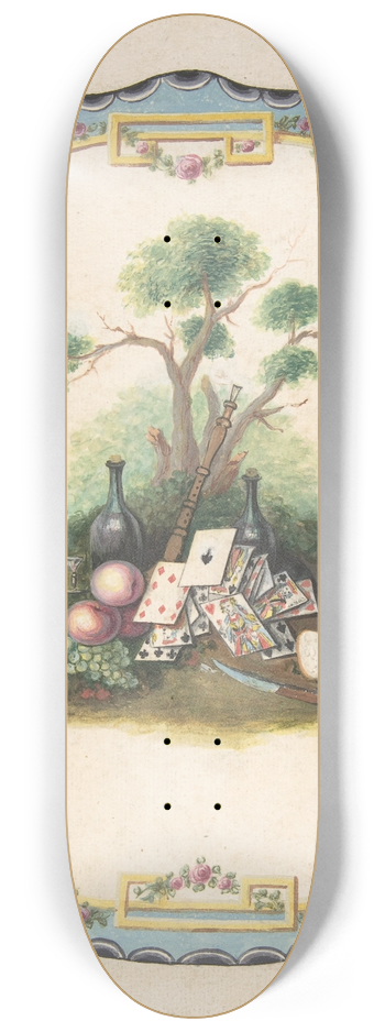 Eugne Charpentier - Design for a Firescreen with Picnic Scene and Playing Cards 8.25 inch art skate deck