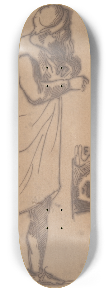 Eugne Delacroix - A Bearded Man, Standing, and a Classical Head 8.25 inch art skate deck