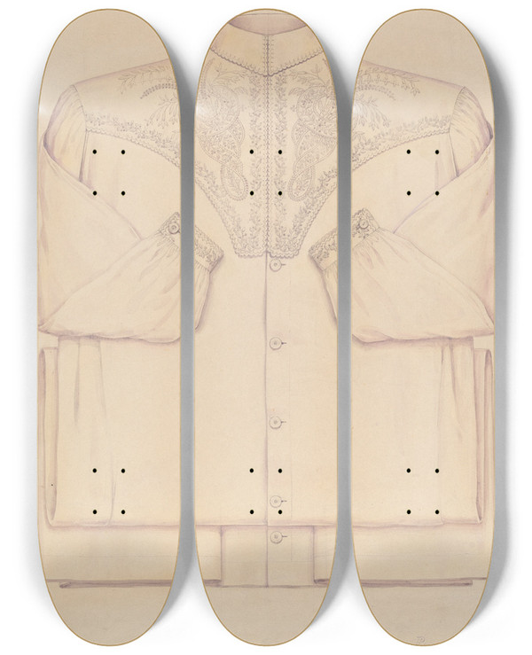 Triptych art skateboard deck of Eugene Croe Nightgown by Eugene Croe (20-)