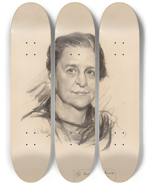 Triptych art skateboard deck of Samuel Johnson Woolf Frances Perkins_2 by Samuel Johnson Woolf (1880-1948)