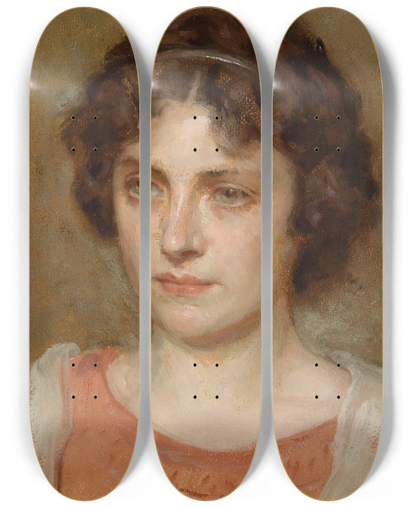 Triptych art skateboard deck of Simon Glcklich Bildnis Eines Mdchens by Simon Glucklich (1863-1943)
