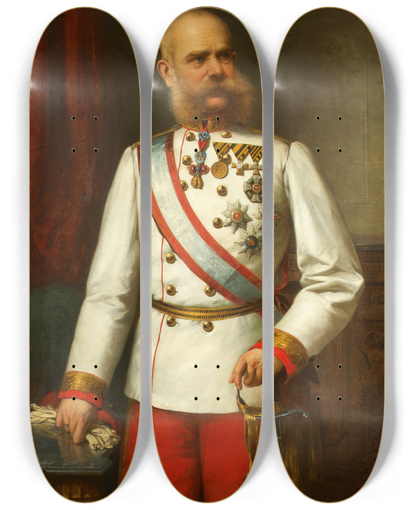 Triptych art skateboard deck of John Quincy Adams Kaiser Franz Joseph I by John Quincy Adams (1874-1933)