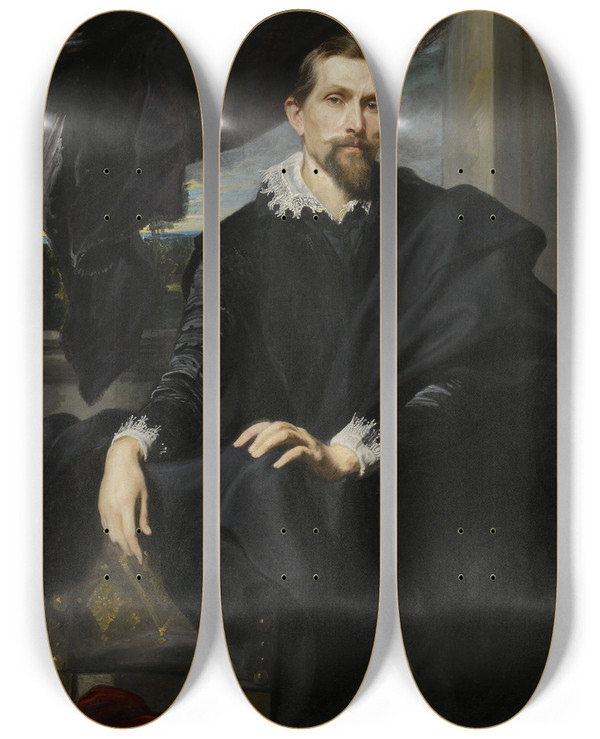 Triptych art skateboard deck of Anthony Van Dyck Frans Snyders by Anthony Van Dyck (1599-1641)