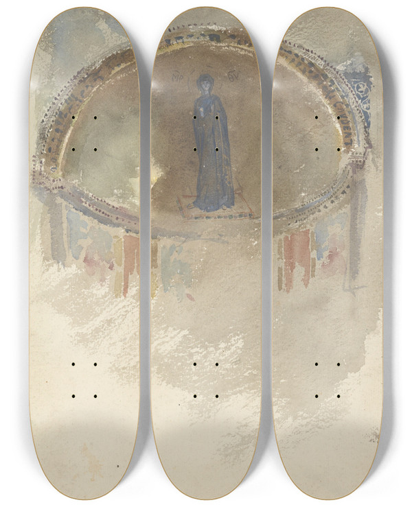 Triptych art skateboard deck of John Singer Sargent Madonna Mosaic Saints Maria And Donato Murano by John Singer Sargent (1856-1925)