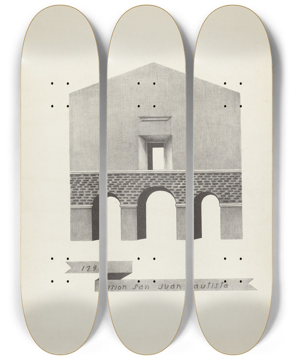Triptych art skateboard deck of James Jones Mision San Juan Bautista_3 by James Jones