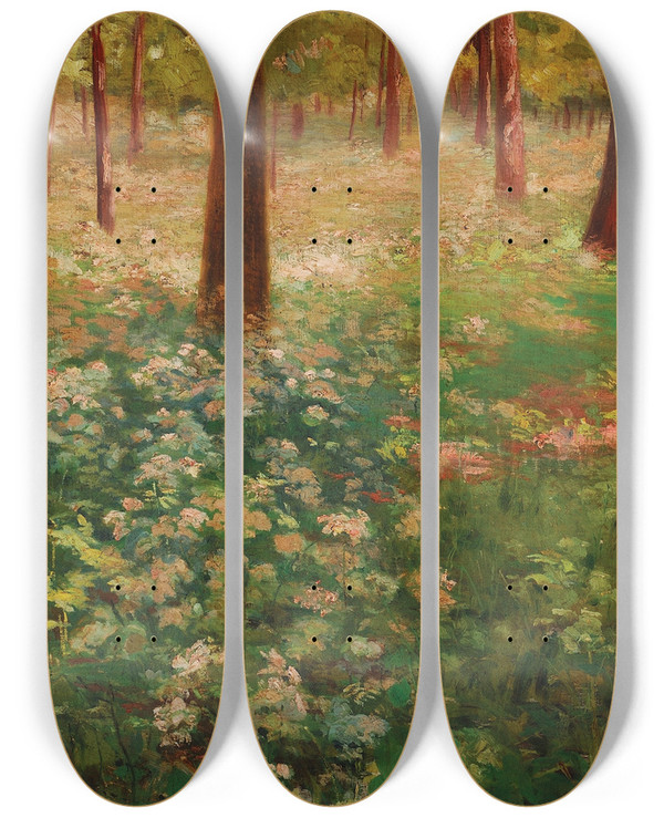 Triptych art skateboard deck of Eliseu Visconti Primavera_1 by Eliseu Visconti (1866-1944)