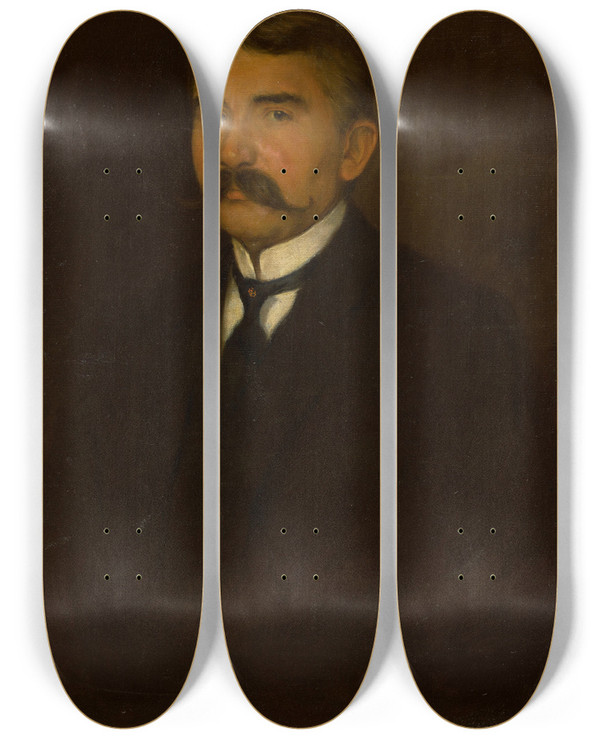 Triptych art skateboard deck of Emil Alexayolexk Podobize Umelcovho Otca by Emil Alexay-Olexk