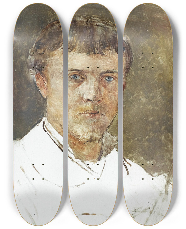 Triptych art skateboard deck of Jules Bastienlepage Autoportrait by Jules Bastien-Lepage (1848-1884)