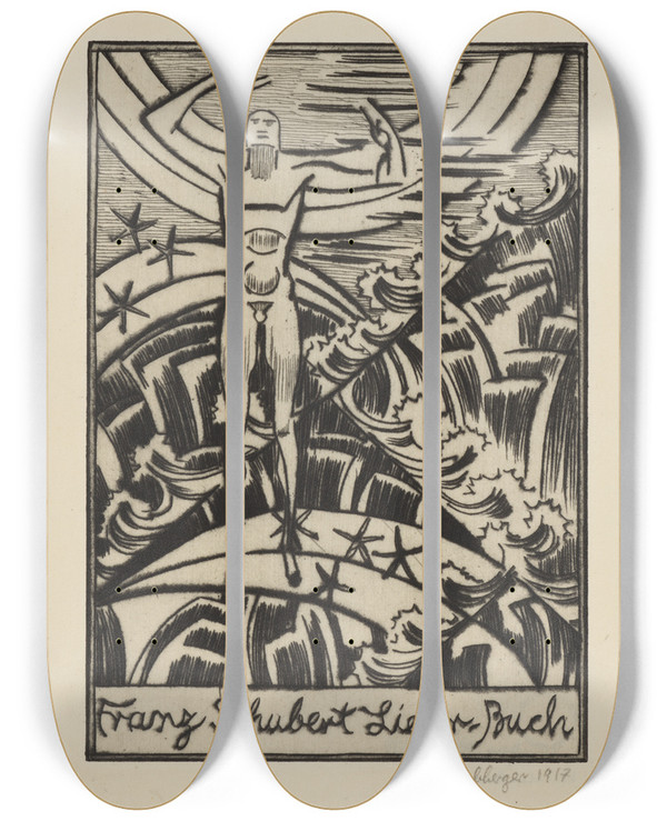 Triptych art skateboard deck of August Babberger Franz Schubert Liederbuch by August Babberger (1885-1936)
