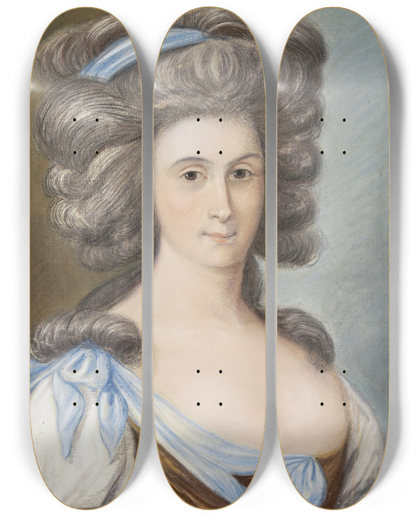 Triptych art skateboard deck of German 18Th Century Bildnis Einer Frau Urgromutter Der Cornelia Hrster by German, 18th Century (18-)