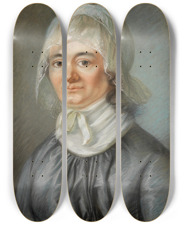Triptych art skateboard deck of Sophie Reinhard Bildnis Einer Alten Dame by Sophie Reinhard