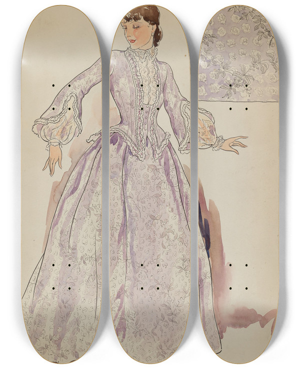 Triptych art skateboard deck of Lillian Causey Dress_1 by Lillian Causey (20-)