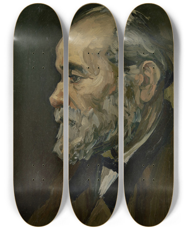 Triptych art skateboard deck of Vincent Van Gogh Portrait Of An Old Man by Vincent van Gogh (1853-1890)
