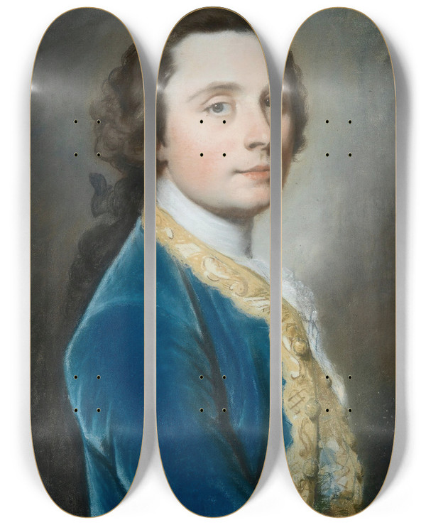 Triptych art skateboard deck of William Hoare Of Bath Portrait Of A Gentleman by William Hoare Of Bath (1707-1792)