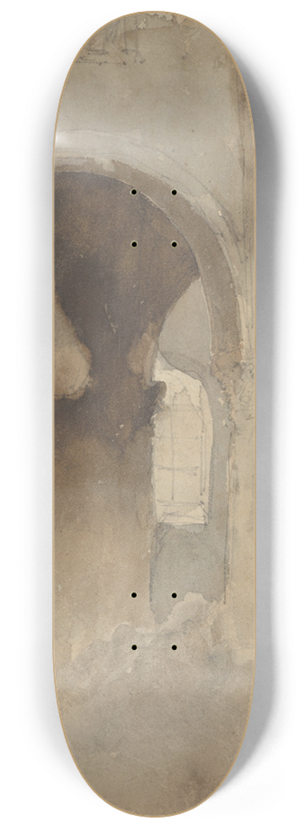 Eugne Delacroix - Interior of the Church of Valmont Abbey 8.25 inch art skate deck