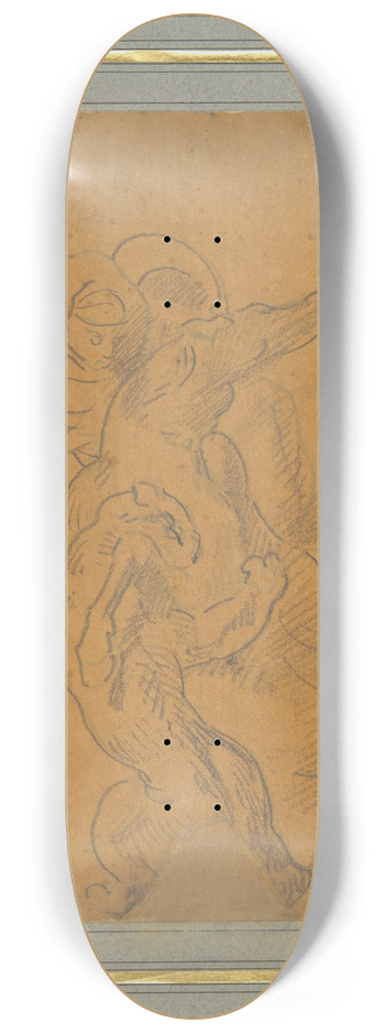 Eugne Delacroix - Lion Attacking a Horse with Rider (Sketch for The TigerHunt) 8.25 inch art skate deck