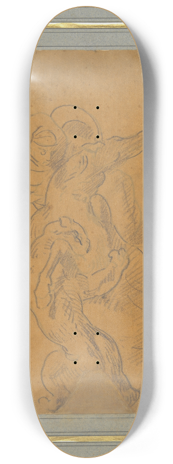 Eugne Delacroix - Lion Attacking a Horse with Rider (Sketch for The TigerHunt) 8.25 inch art skate deck