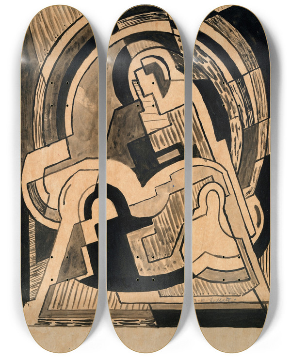 Triptych art skateboard deck of Mainie Jellett Piet by Mainie Jellett (1897-1944)