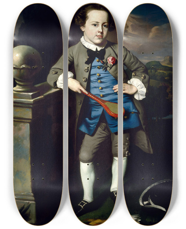 Triptych art skateboard deck of John Singleton Copley Portrait Of A Boy by John Singleton Copley (1738-1815)