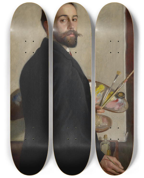 Triptych art skateboard deck of William Mcgregor Paxton Ernest Fosbery Esq by William Mcgregor Paxton (1869-1941)
