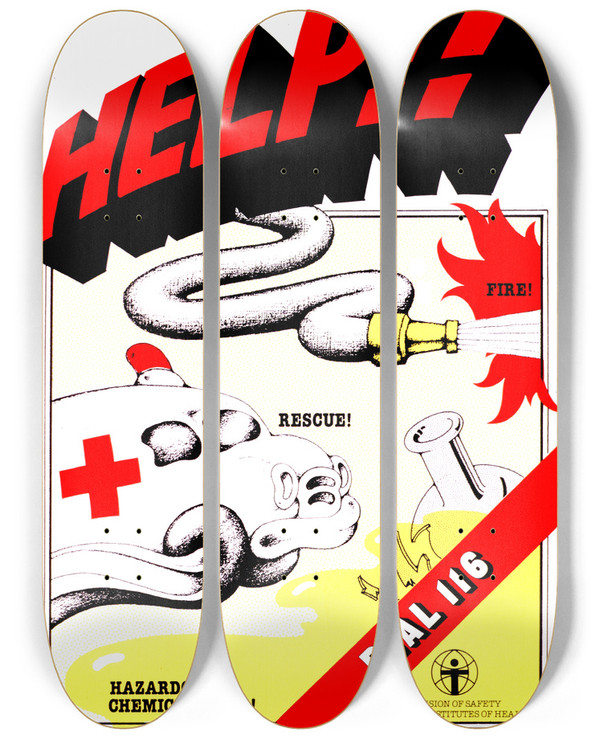 Triptych art skateboard deck of National Institutes Of Health Help by National Institutes Of Health (1887)