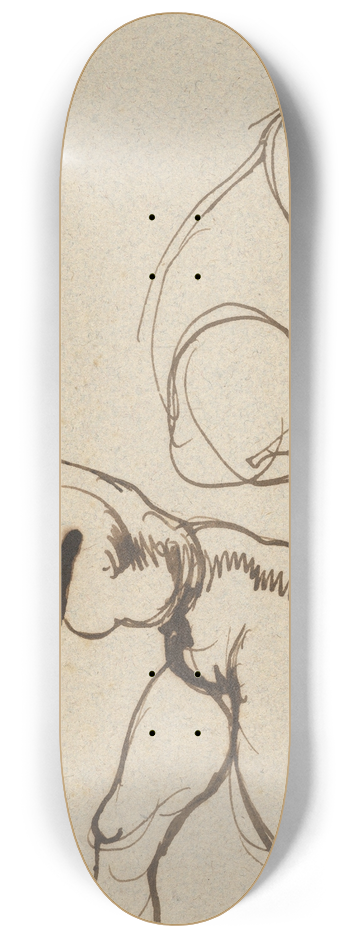 Eugne Delacroix - Studies of a Lion and a Female Nude 8.25 inch art skate deck