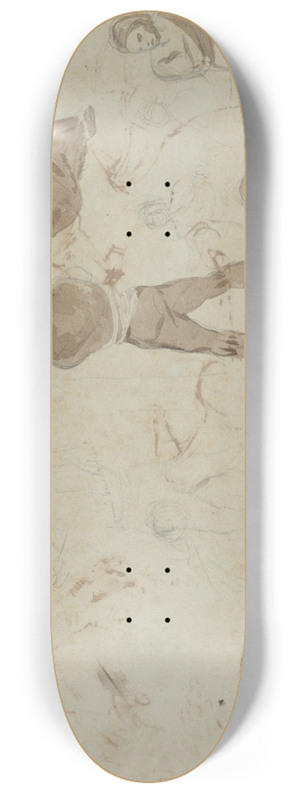 Eugne Delacroix - Studies of Heads and Figures 8.25 inch art skate deck