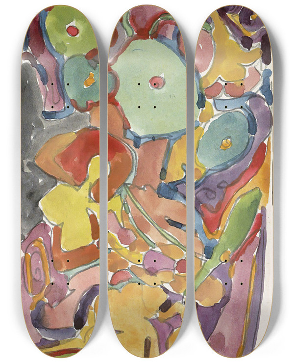 Triptych art skateboard deck of Reijer Stolk Bloemen_1 by Reijer Stolk (1896-1945)