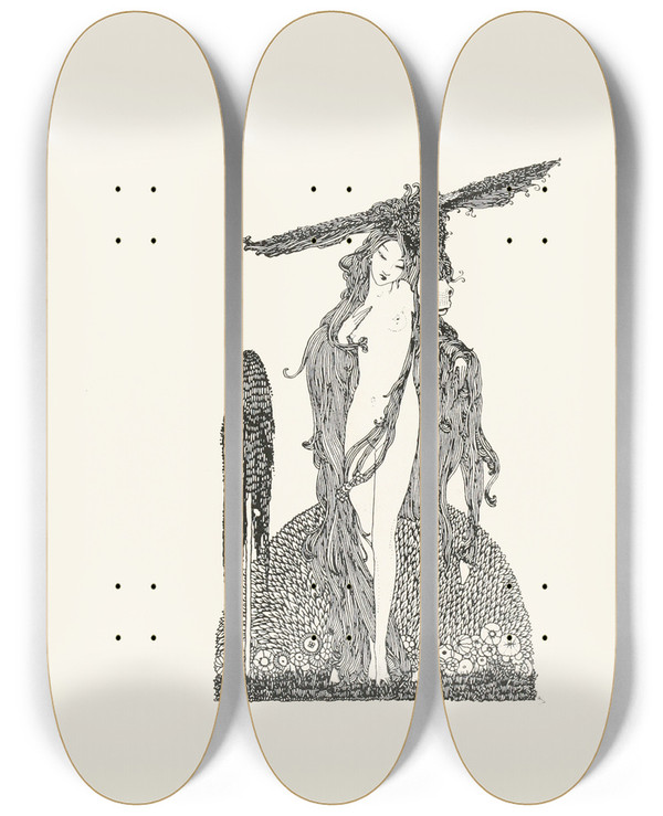 Triptych art skateboard deck of Harry Clarke Donkeyskin by Harry Clarke (1889-1931)