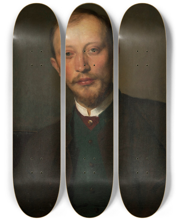 Triptych art skateboard deck of Ernst Sthr Der Maler Franz Jaschke by Ernst Stohr (1860-1917)