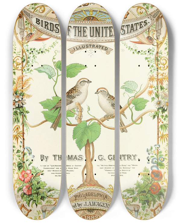 Triptych art skateboard deck of Edwin L Sheppard Frontispiece by Edwin L Sheppard (1904)