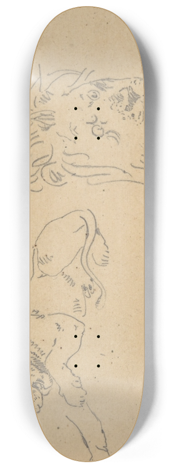 Eugne Delacroix - Three Studies of a Lion 8.25 inch art skate deck