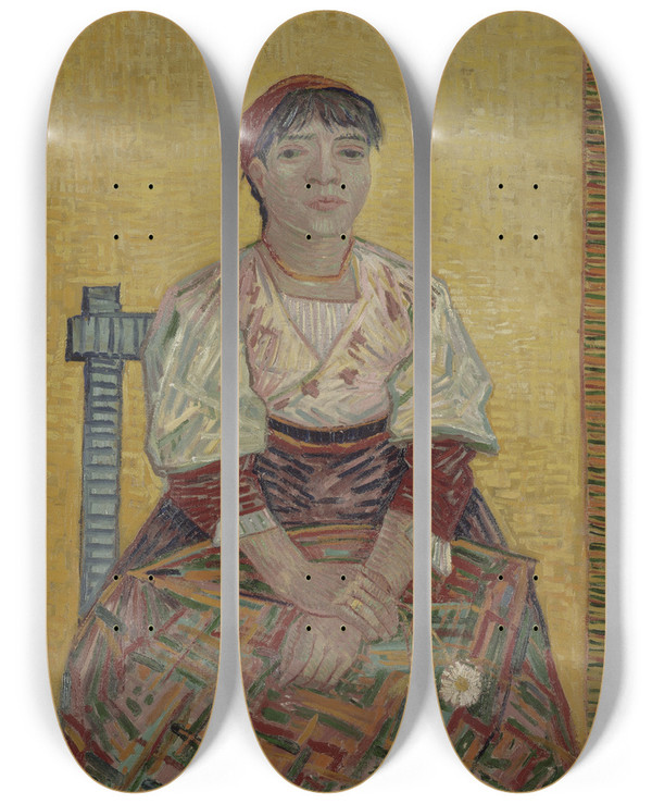Triptych art skateboard deck of Vincent Van Gogh The Italian Woman by Vincent van Gogh (1853-1890)