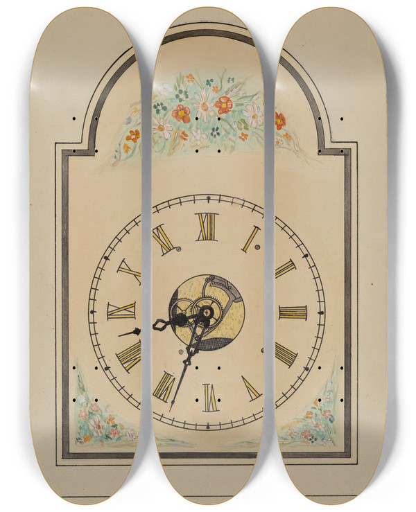 Triptych art skateboard deck of Nicholas Gorid Clock_5 by Nicholas Gorid (20-)