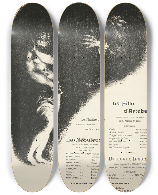 Triptych art skateboard deck of Louis Anquetin Program For Le Thtrelibre by Louis Anquetin (1861-1932)