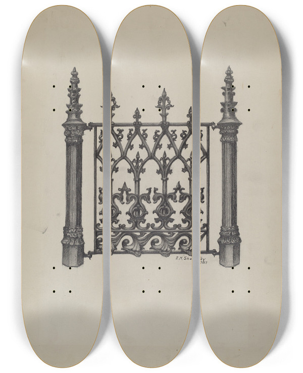 Triptych art skateboard deck of Eugene Shellady Fencing_2 by Eugene Shellady