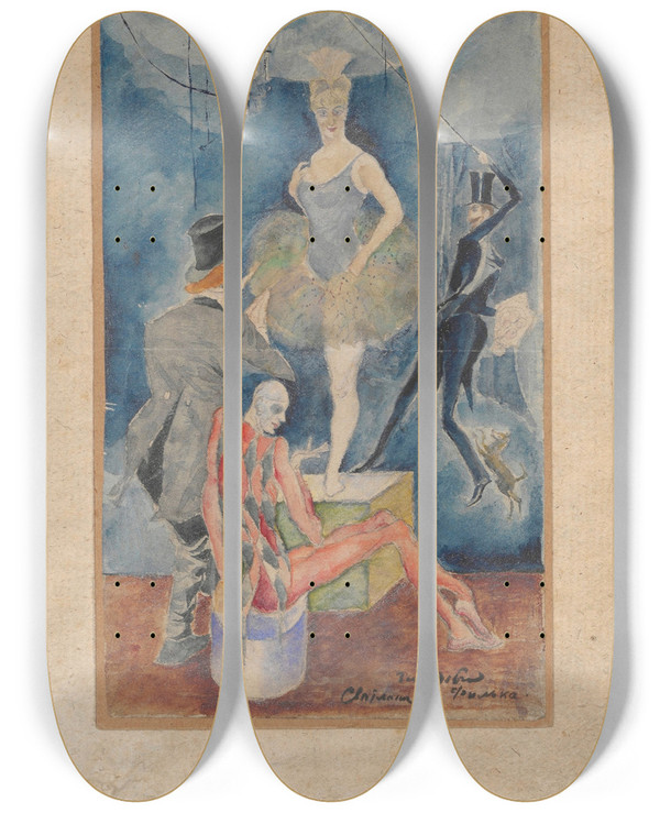 Triptych art skateboard deck of Zygmunt Waliszewski Singer by Zygmunt Waliszewski (1897-1936)