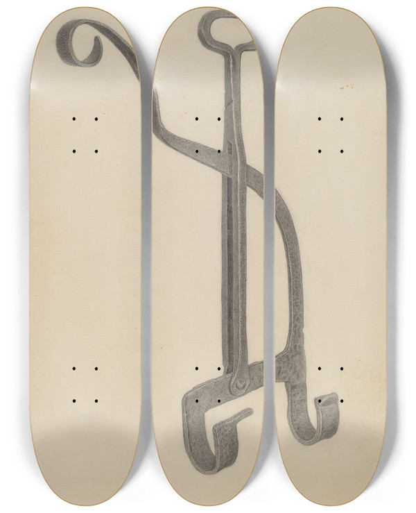 Triptych art skateboard deck of Lazar Rubinstein Andiron by Lazar Rubinstein