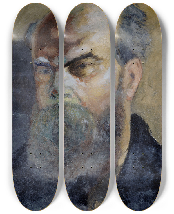 Triptych art skateboard deck of Frdric Auguste Cazals Portrait De Paul Verlaine 18441896 Pote by Frederic Auguste Cazals (1865-1941)
