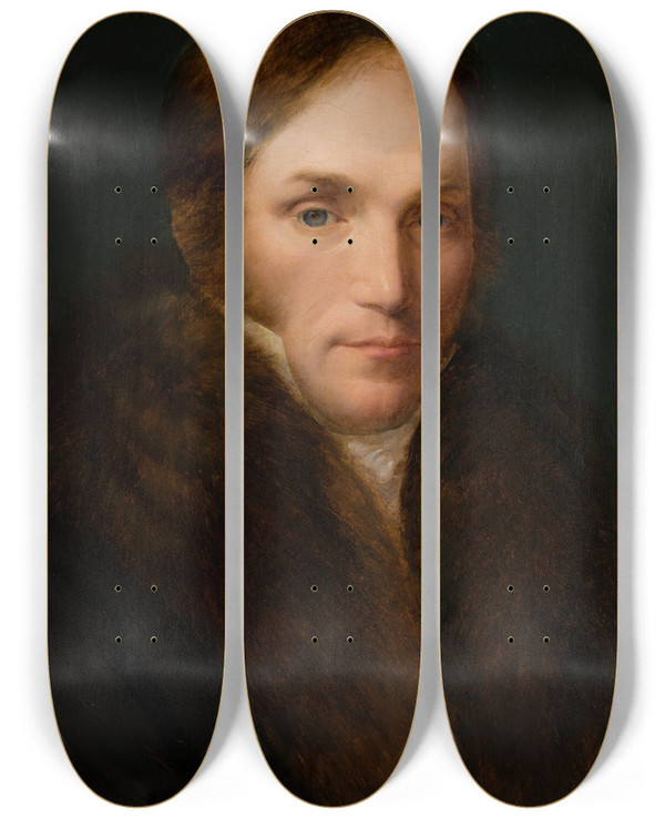 Triptych art skateboard deck of Wojciech Korneli Stattler Portrait Of Kazimierz Brodziski by Wojciech Korneli Stattler (1800-1875)