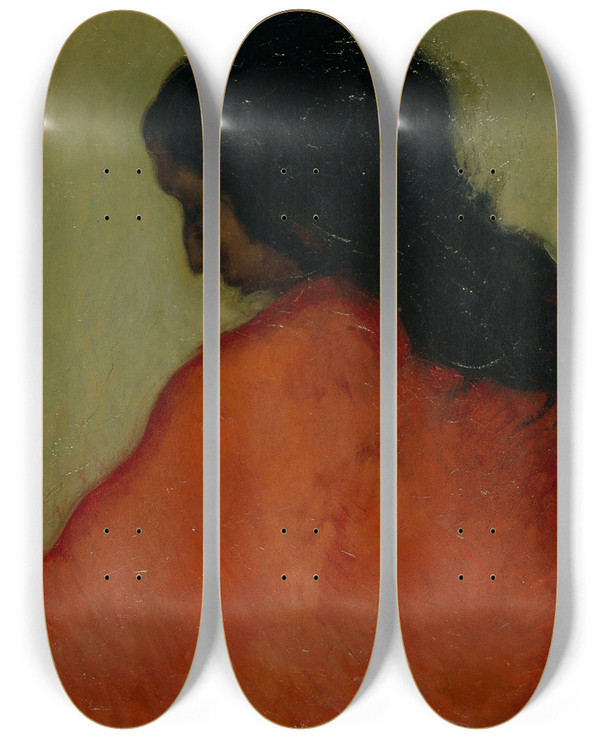 Triptych art skateboard deck of Isidre Nonell Profile Of A Gypsy by Isidre Nonell (1872-1911)