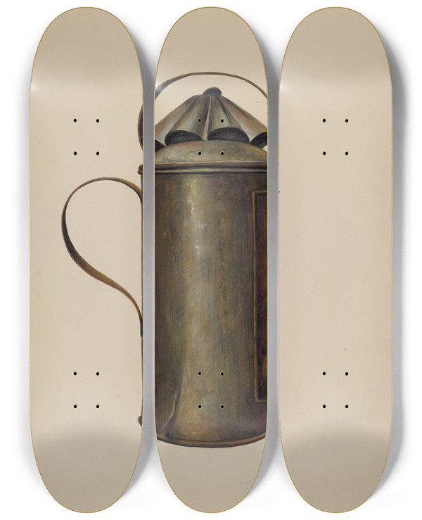 Triptych art skateboard deck of Walter Hochstrasser Lantern_1 by Walter Hochstrasser (20-)