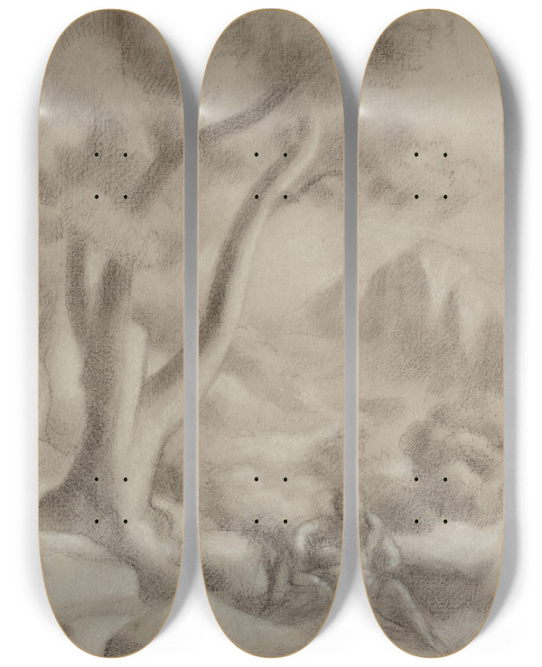 Triptych art skateboard deck of Roger De La Fresnaye Les Amants Paysage Anim by Roger De La Fresnaye (1885-1925)
