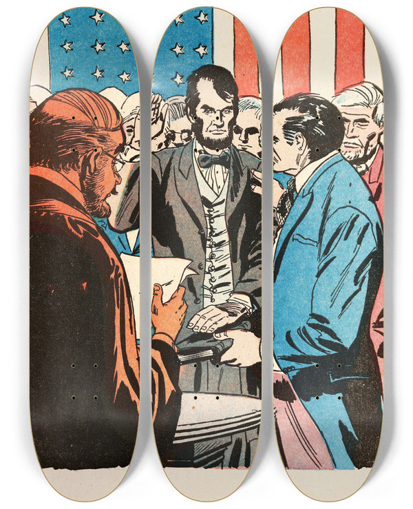 Triptych art skateboard deck of Us Information Agency President by U S Information Agency (1953-1999)